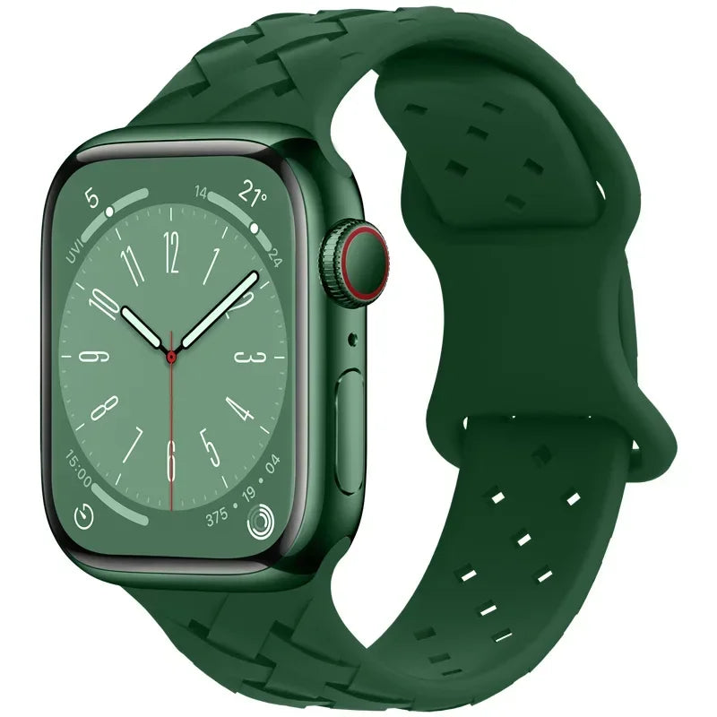 Strap for Apple Watch Band Ultra 49mm 44mm 40mm 45 Mm 41mm 38mm 42mm Sport Silicone Woven Loop Bracelet IWatch Series 8 7 6 3 Qme Grass -green 42 44 45 49mm