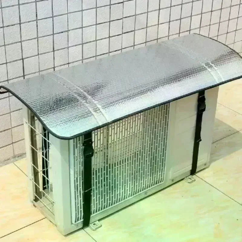 Outdoor Air Conditioner Cover Rainproof Sun Resistant Aluminum Foil Dust Cover With Elastic Band Lifting Loop Qme