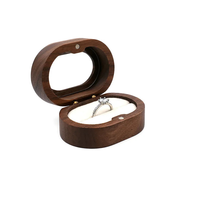 Hot Sale Solid Wood Jewelry Organizer (Black Walnut) - Jewelry Display for Earrings Couples Rings Jewelry Case Valentine Gift Qme Win-Oval WhiteSingle