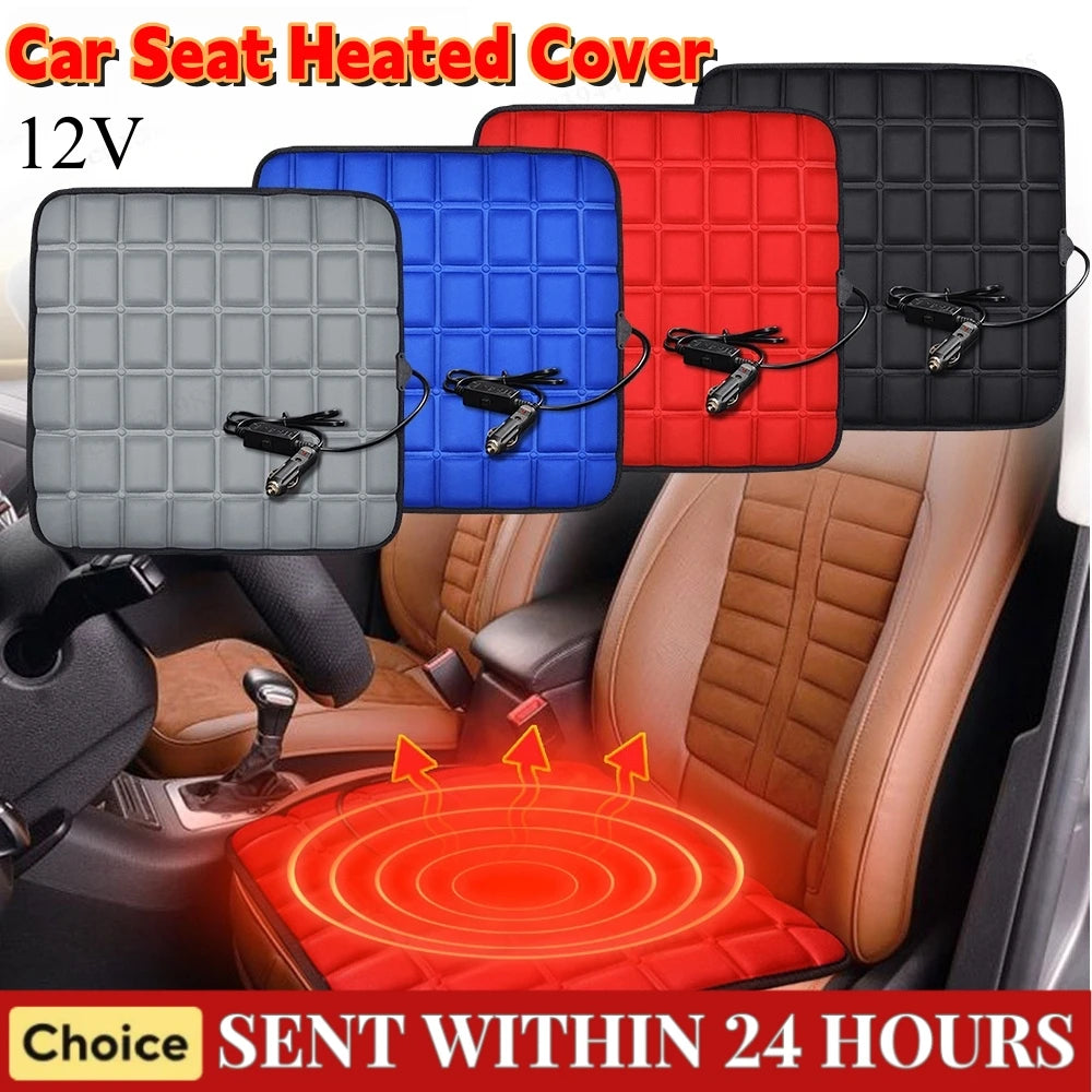 12V Car Seat Heated Cover 3 Gear Adjustable Temperature Electric Heating Pads Heated Car Seat Cushion Winter Seat Warmer Qme