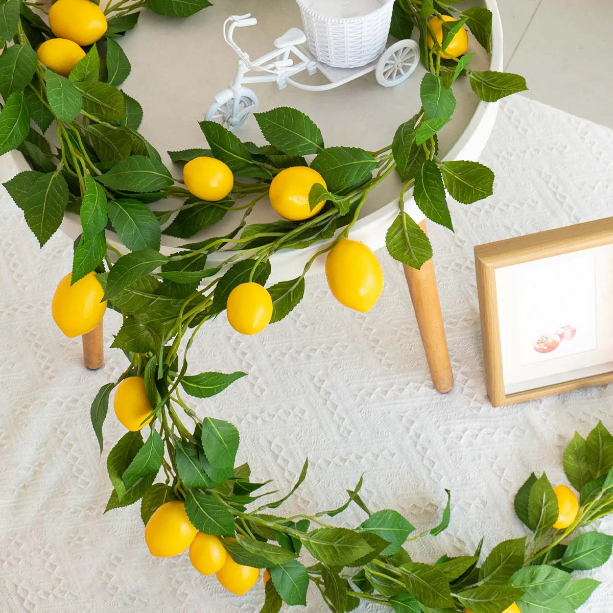 Artificial Lemon Wreath With Green Plants Home Door Wall Cover Wedding Holiday Party Dining Table Decoration Qme