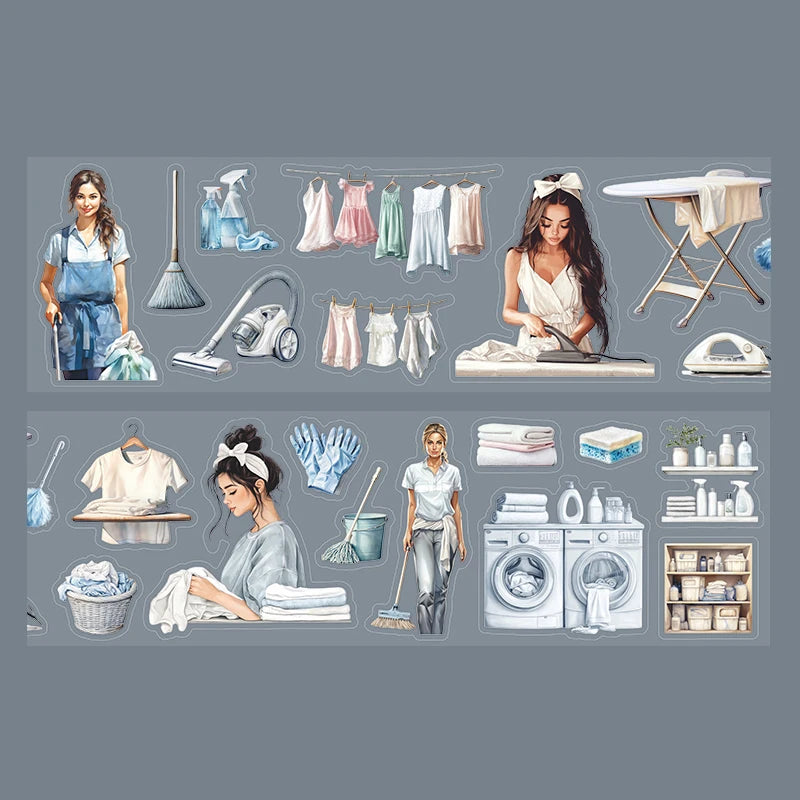 Sticker Tape 60mm*2m Home Life Scene Handbook Stationery DIY Handmade Cut And Paste Thin Diary Decorative Film Cut Tape Qme 4