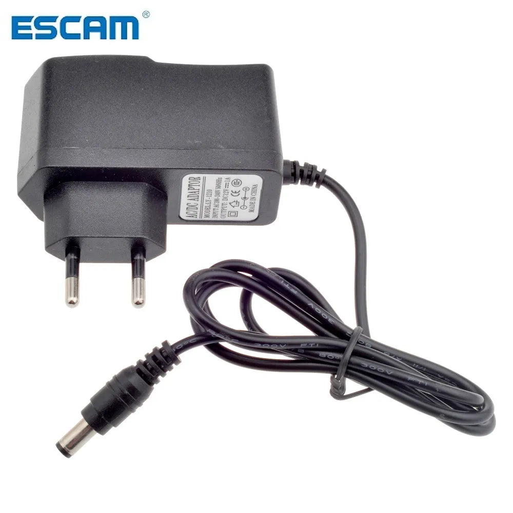 ESCAM EU AU UK US Plug Type 12V 1A 5.5mm x 2.1mm Power Supply AC 100-240V To DC Adapter For CCTV Camera / IP Qme EU Plug