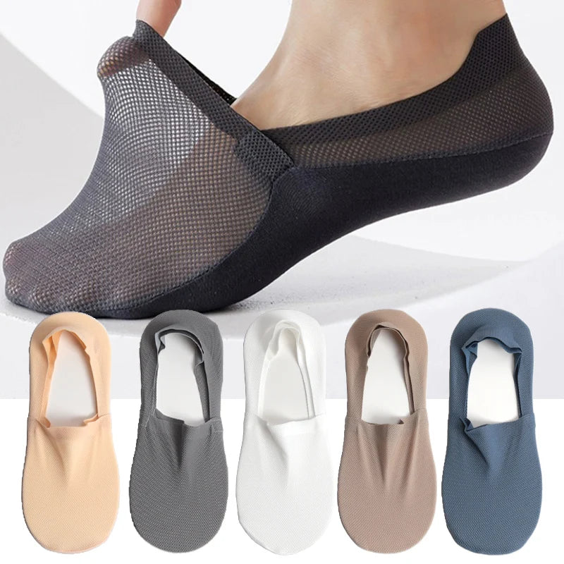 3 Pairs Men's Boat Socks 100 Cotton Deodorant Sweat Absorption Mesh Qme