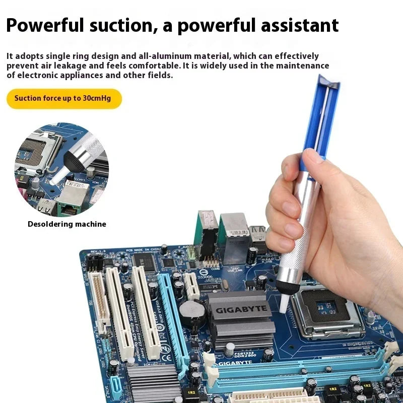Semi-Aluminum Tin Suction Device, Desoldered Nozzle Tip, Automatic Rebound Manual Anti-Slip Tin Suction Pump, Desoldering Pumps Qme