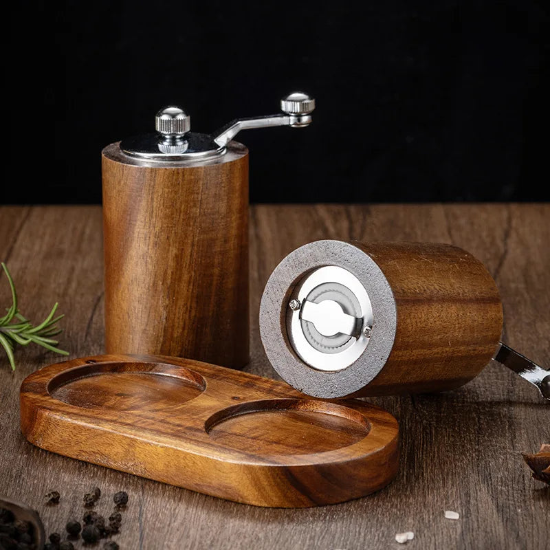 Wooden Manual Salt Pepper Grinder Hand Crank Spice Mill Refillable Qme