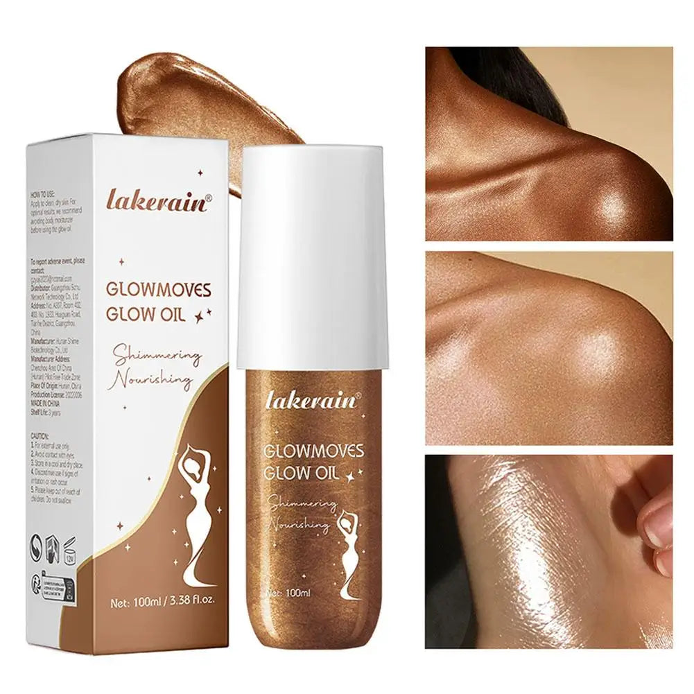 Lakerain Glowmotions Glow Body Oil 100ml Long Lasting Hydrating Shimmer Bronze Non-Greasy Summer Body Care Glow Oil Makeup Qme Warm Bronze CN