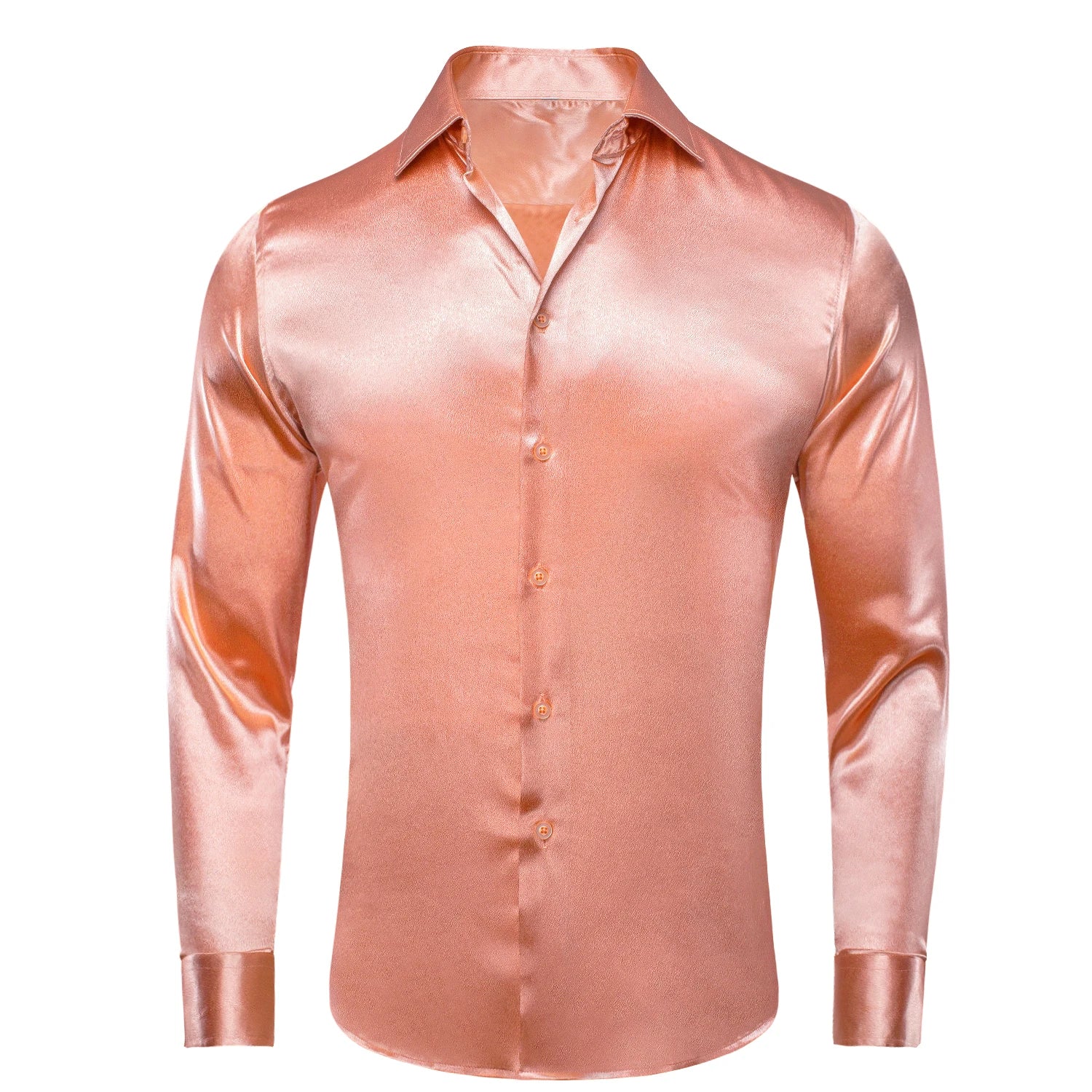 Hi-tie Plain Satin Silk Mens Dress Shirts Long Sleeve Suit Shirt Qme CY-1501 L