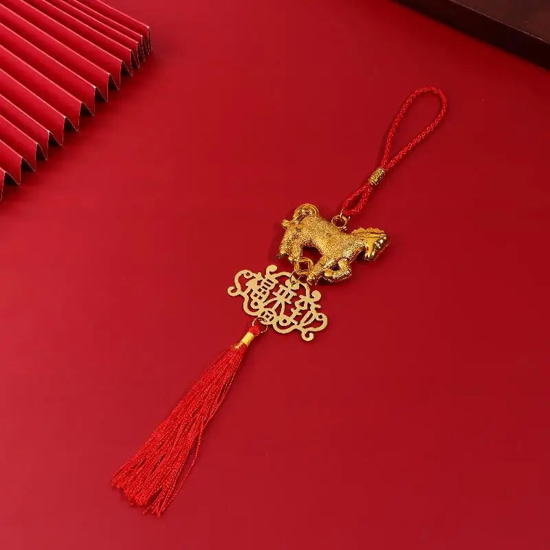 2026 Year Of The Horse Golden Plastic Zodiac Horse Pendant Lucky Spring Festival Home Car Hanging Ornaments New Year Gifts Qme style 7