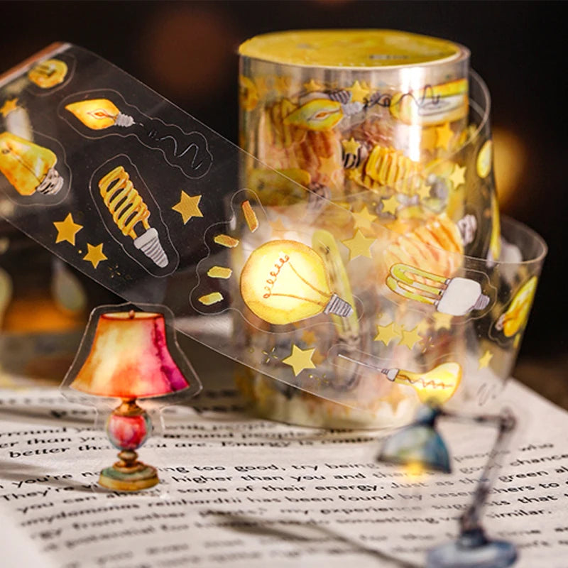 Vintage Healing Light Die-Cut Washi Tape, Ideal for Journal Collage, Gift Wrapping, 3D Greeting Card Making & More Qme