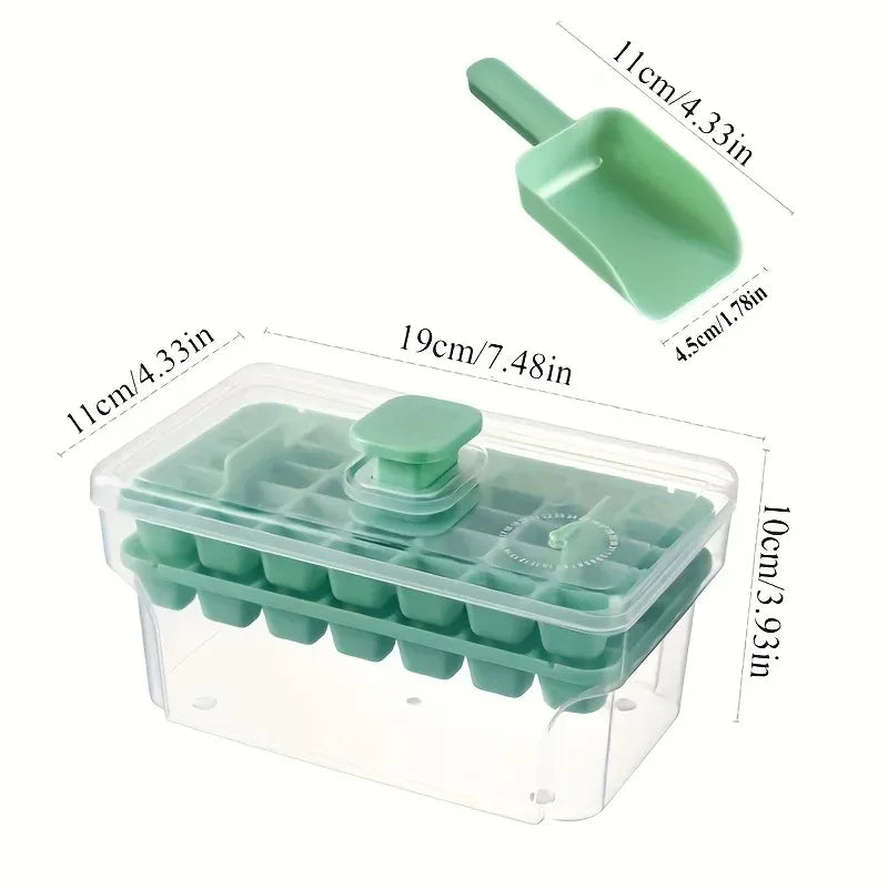 Double-layer 68-grid Push-type Deicing Ice Cube Tray with Storage Box Portable Ice Box with Ice Shovel Household Ice Making Set Qme