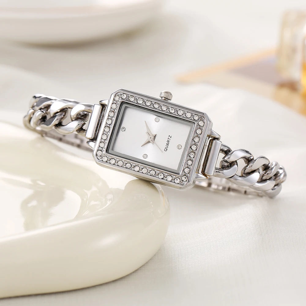 New women's watch, niche fashion, vintage fashion, colorful temperament bracelet watch, square quartz bracelet watch Qme