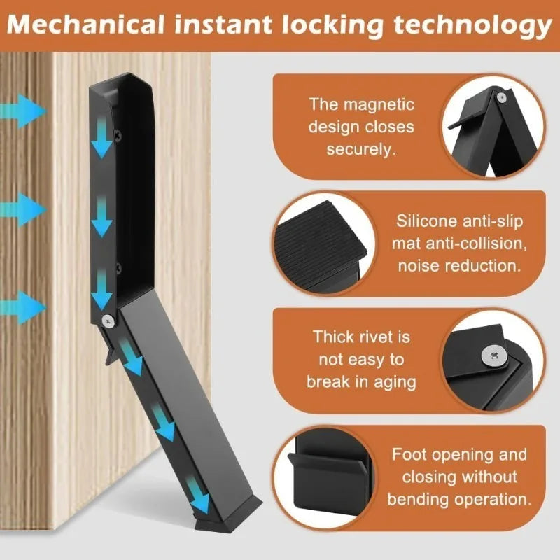 Heavy Duty Metal Door Stopper Windproof Anti-collision Rubber Base Qme
