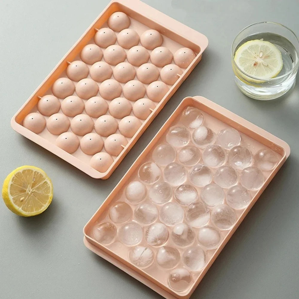 Round Ice Cube Mold Homemade Ice Cube Mold Freezer Ice Ball Maker Mold Ice Cube Maker Tool with Lid Kitchen Tools Accessories Qme