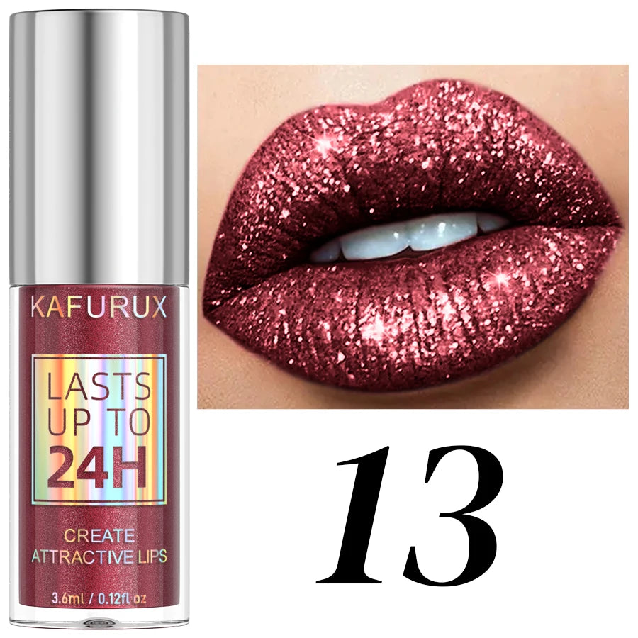 20 Matte Shiny Glitter Liquid Lipstick Lip Gloss Diamond Makeup Qme 13
