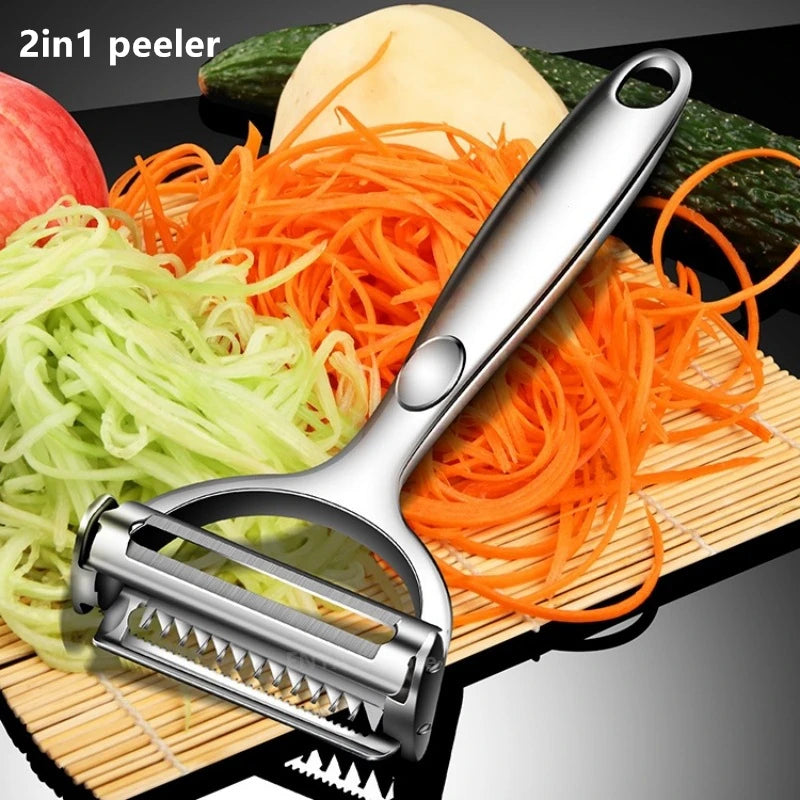 2in1 Stainless Steel Vegetable Peeler Potato Peeler Multi-function Carrot Grater Fruit Tools Kitchen Accessories Cuisine Pelador Qme