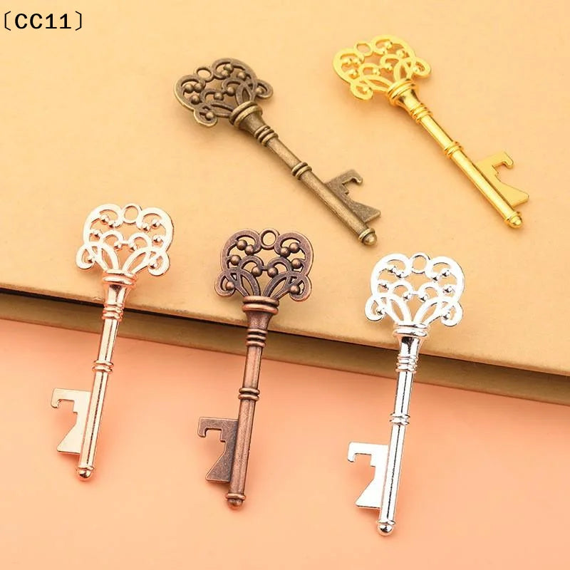 Creative Portable Vintage Key Shaped Alloy Keychain Beer Bottle Qme