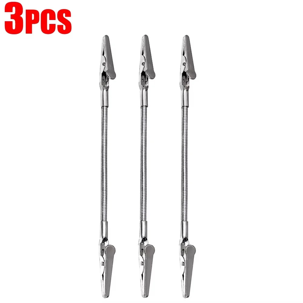 Stainless Steel Long Tail Clip Multifunctional Office School Paper Clamp Wire Rope Photo Holder Desk Decoration Display Qme Crocodile clips 3pc
