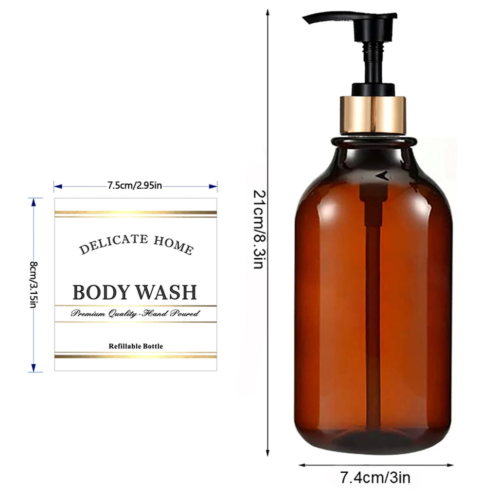 Soap Dispenser with Pump and Labels Dish Soap Dispenser for Kitchen Sink Countertop Decoration Refill Hand Wash Bottle Qme