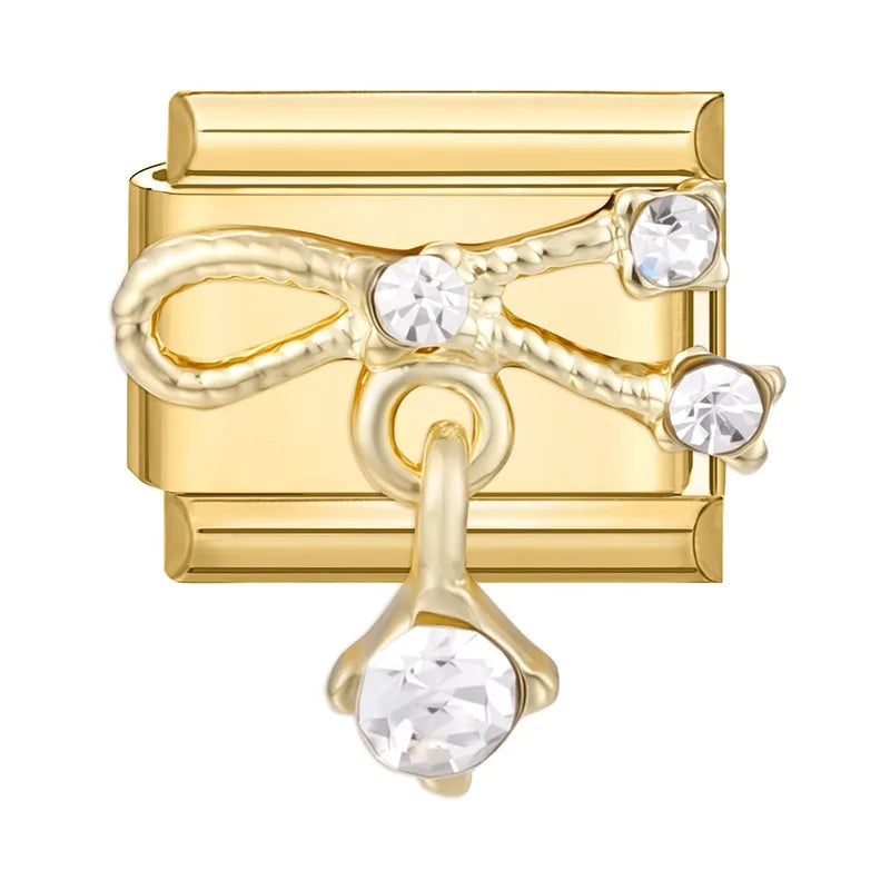 2026 Exquisite Bowknot Micro Inlaid Colored Zircon Pearl Italian