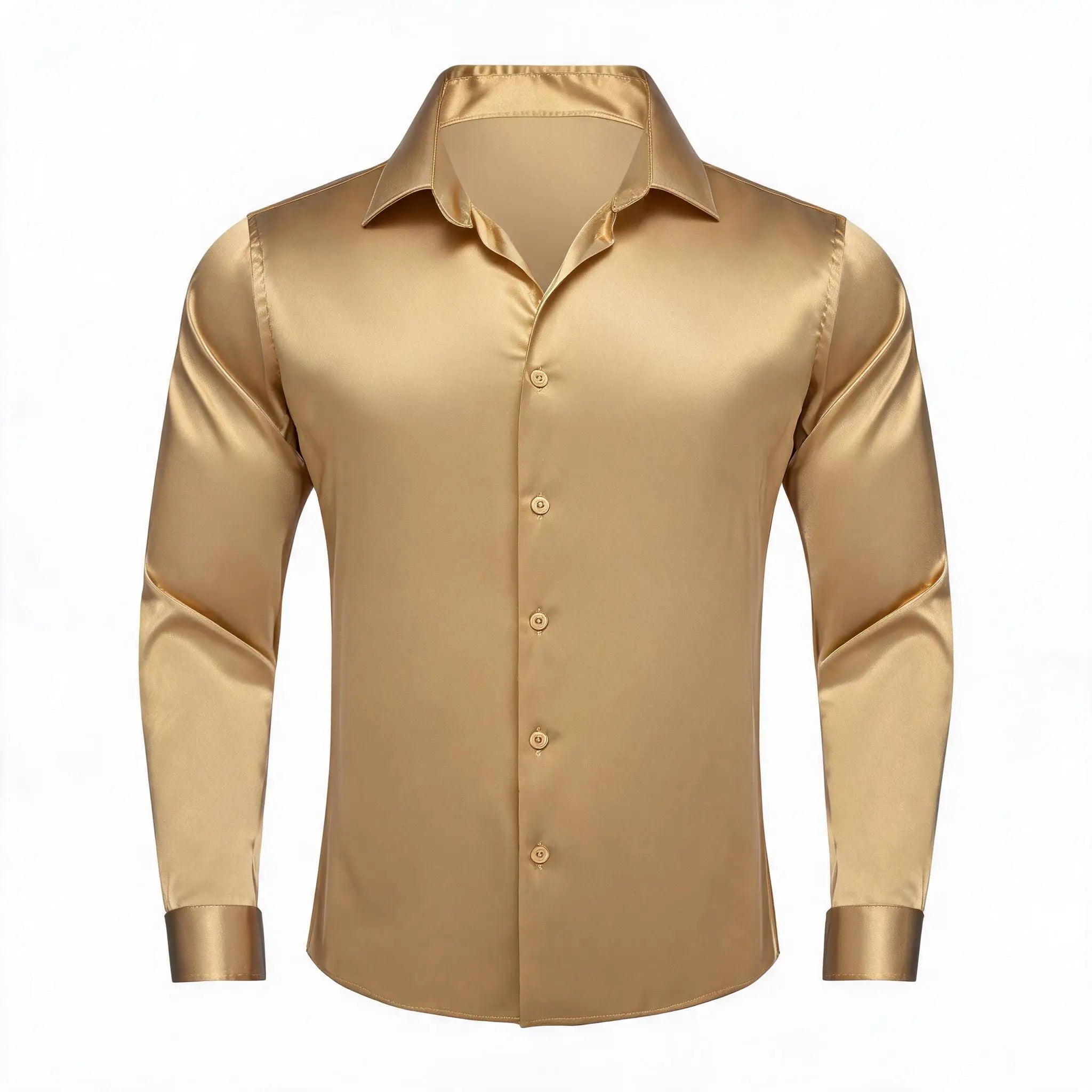 Solid LS Shirt Brown or Pink or Purple or Green or Blue or Black or Red Basic Button Office Daily Fit Qme HT-CYDJ1222 M