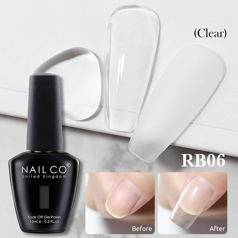 NAILCO Rubber Base Gel Polish Milky Pink Jelly White Beige 6Colors