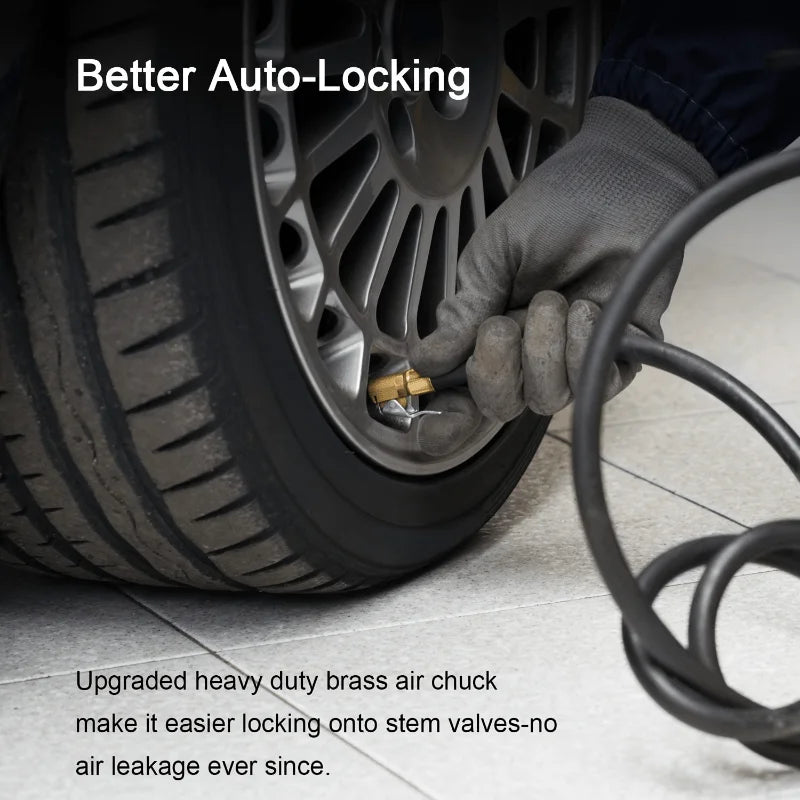 Effortlessly Inflate Your Car Tires with Heavy Duty 2pcs Open Flow Lock On Tire Chuck with Clip in Vibrant Yellow Color Qme