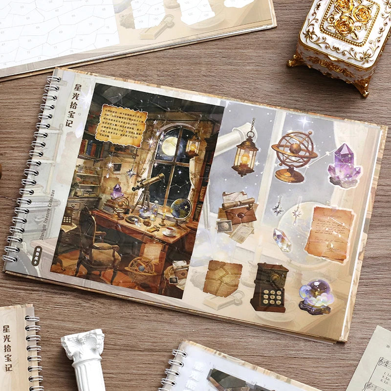 19 Pcs Adventure Log Series Treasure Hunt Puzzle Sticker Book - Immersive DIY Stress Relief Stickers with an Instagram Aesthetic Qme