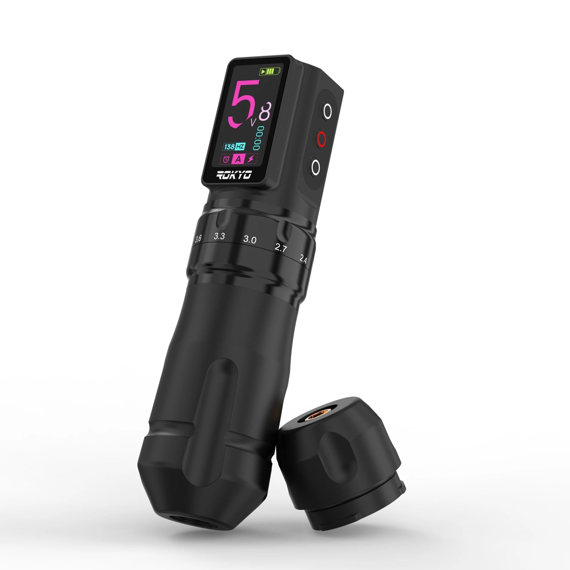ROKYO CR07 Wireless Tattoo Machine Pen Adjustable Stroke 2.4-4.2mm OLED Display for Tattoo Artists Qme Black Pen USB Type-C