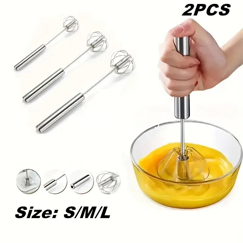 Semi-automatic Egg Beater 304 Stainless Steel Egg Whisk Manual Hand Mixer Self Turning Egg Stirrer Kitchen Accessories Egg Tools Qme