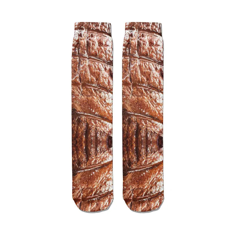 Very Popular Pork Belly Printed Socks Women's Happy Food Kawaii Qme style5 One Size