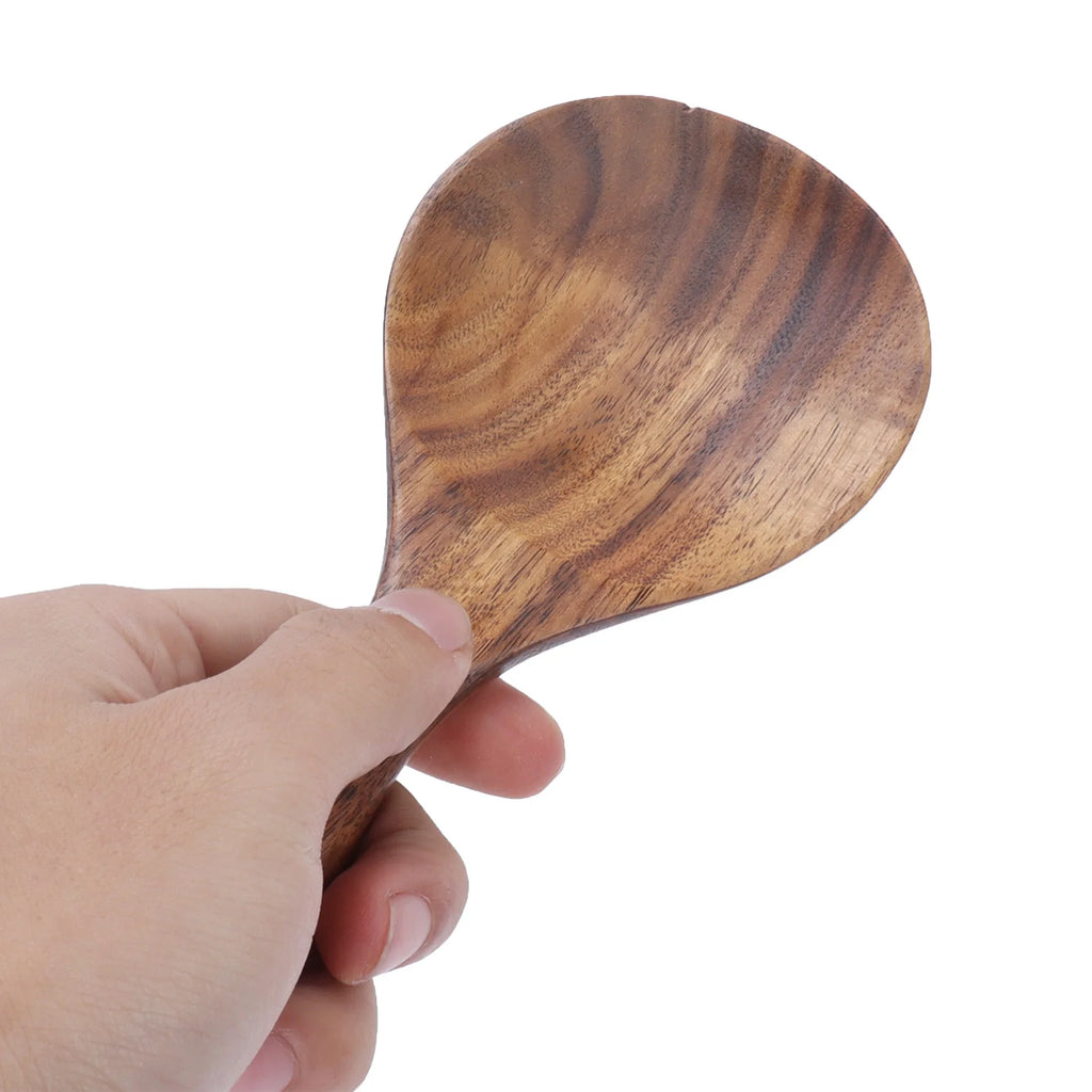 Wood Rice Spoon Rice Paddle Scoop Wooden Kitchen Spoon Ladle Tablespoon Big Serving Spoon Wooden Kitchen Utensils Tableware Qme