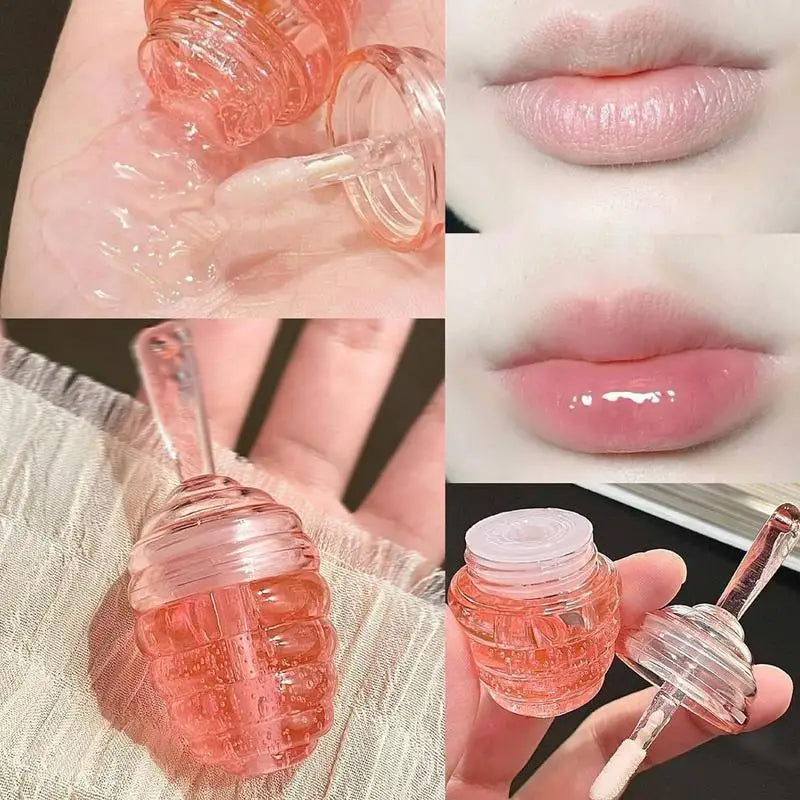 Lovely Honey Pot Lip Oil Lip Gloss Lip Balm Hydrating Lip Balm For Lip Care Moisturizing Clear Lip Oil Liquid Lipstick Qme