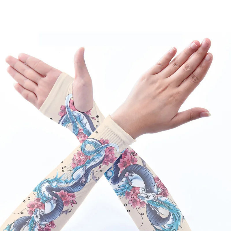 Summer Sun UV Protection Ice Gloves Women's Long Finger Sleeves Qme