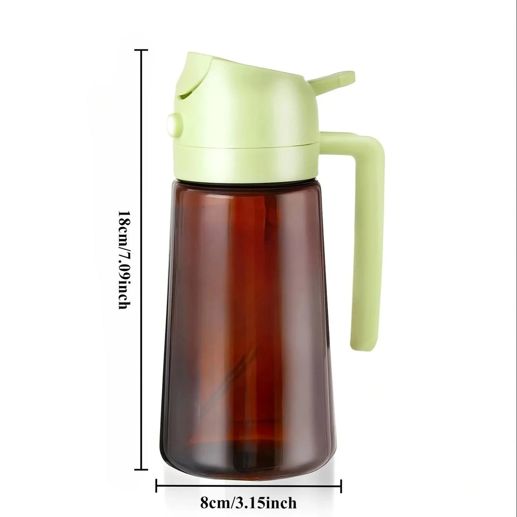 2-in-1 Light Blocking Brown Oil Sprayer Cooking Olive Dispenser Qme Green Cap