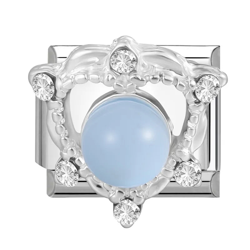2026 Women Fashion Romantic Blue Heart Love Stars Square Shiny Zircon Italian Charms Fit 9mm Stainless Steel Bracelet Jewelry Qme Style 11