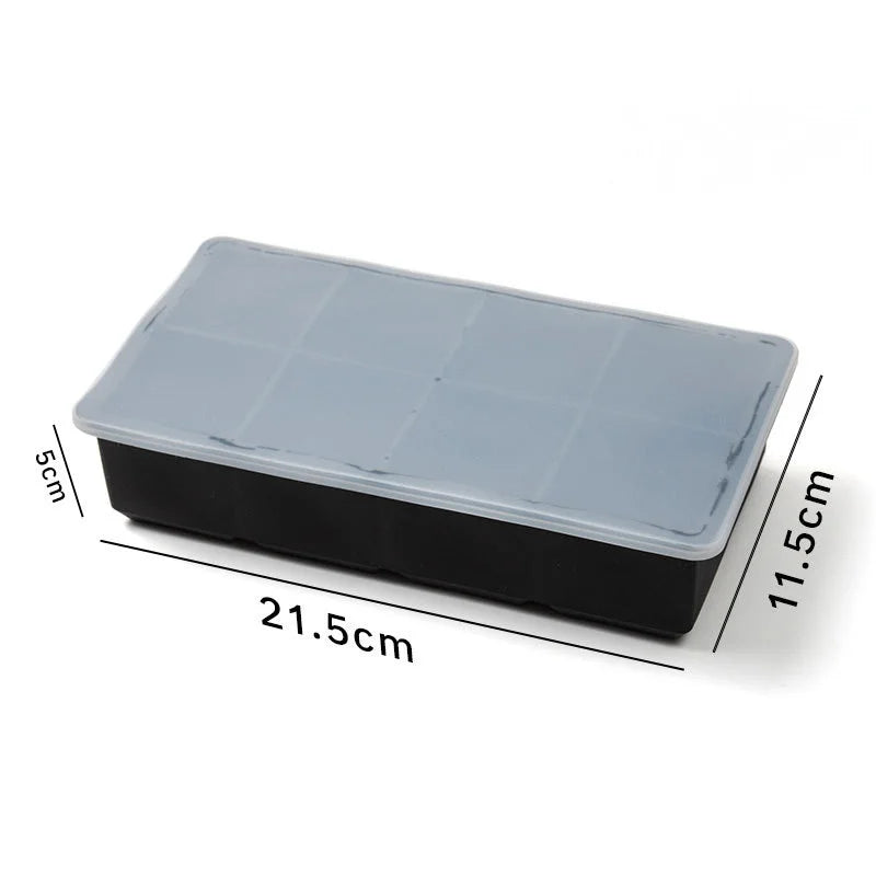 8/15 Grids Silicone Ice Cube Tray Square Ice Cube Mold Reusable Ice Cube Mold for Whiskey Cocktail Juice Drinking Qme 8 Grids-YG