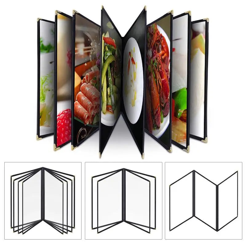 Foldable A4 Clear PVC Menu Cover Double Panels Reusable Scratch Qme