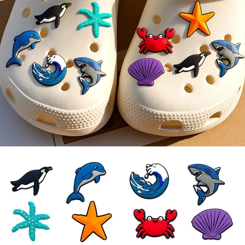 2026 PVC fish series Crab Shark Cute shoe buckle charms accessories decorations for sandals sneaker clog unisex lovers gift drop Qme