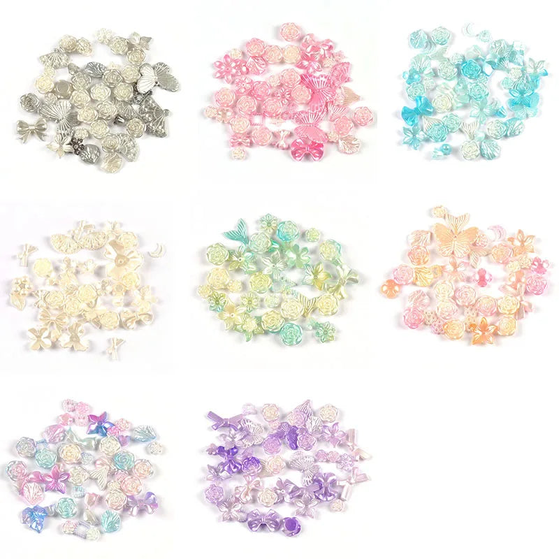 50g 1-4cm 8Colors Flower/Mermaid Mixed Resin Cabochons Embellishments Flatback DIY Crafts Making Jewerly Handmade Decor c4121 Qme