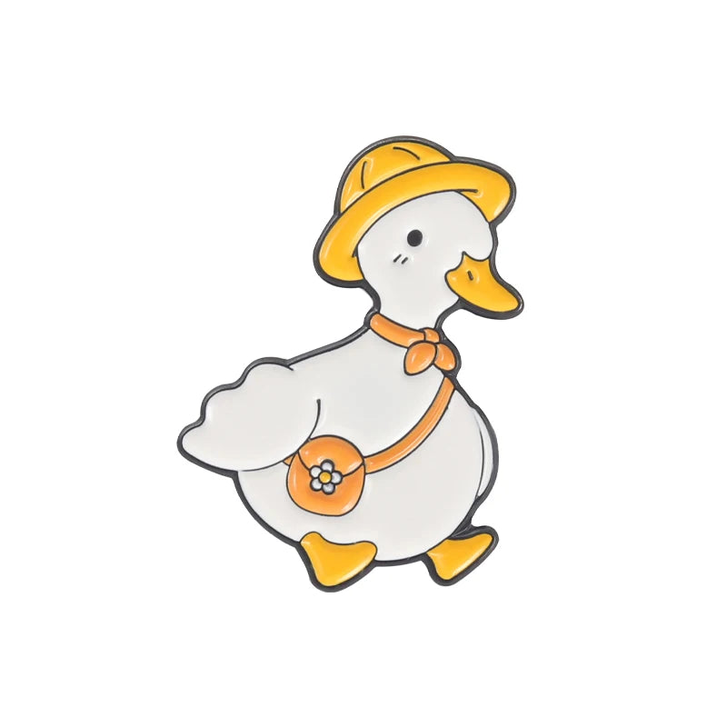 Cute Animal Enamel Pins Duck Goose Brooches Bicycle Doctor Metal Badges Lapel Clothes Funny Kids Friend Jewelry Gifts Wholesale Qme style 1