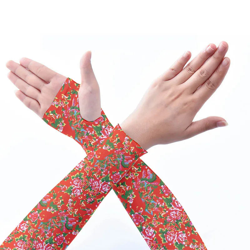 Summer Cold Sleeves Ice Wristbands UV Protection Wrists Flower Arms Qme
