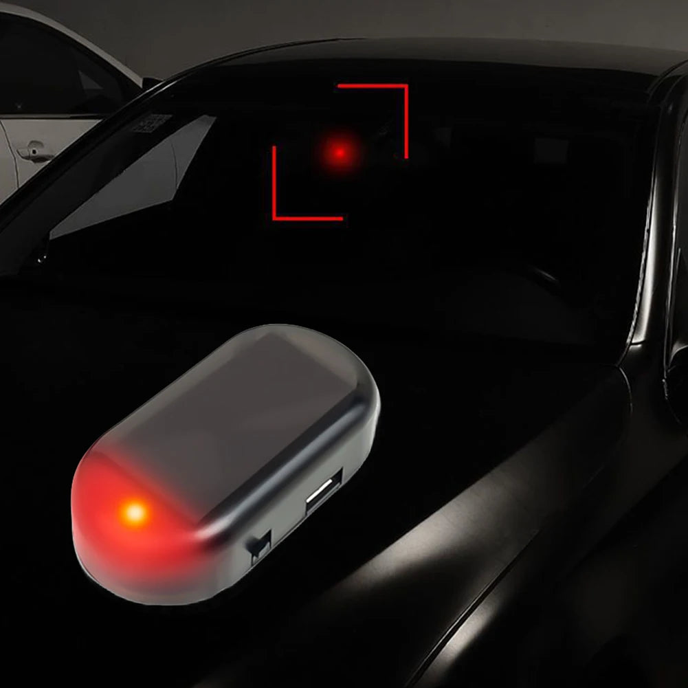Solar Powered Car Fake Security Light Blue/Red Light Simulated Dummy Alarm Wireless Strobe Signal Alarm Anti-Theft Caution Lamp Qme