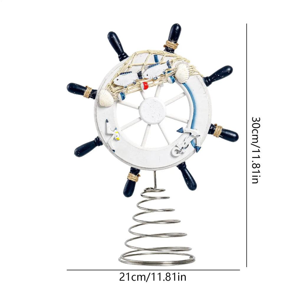 Ship Wheel Decor Coastal Room Fishing Net Aesthetic Decoration Office Qme