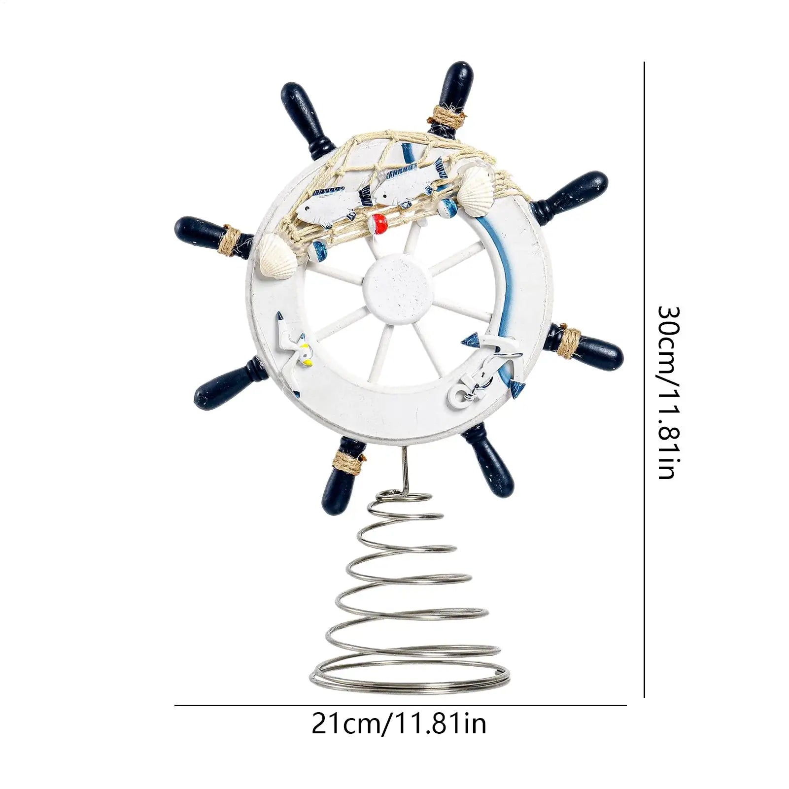 Ship Wheel Decor Coastal Room Fishing Net Aesthetic Decoration Office Qme