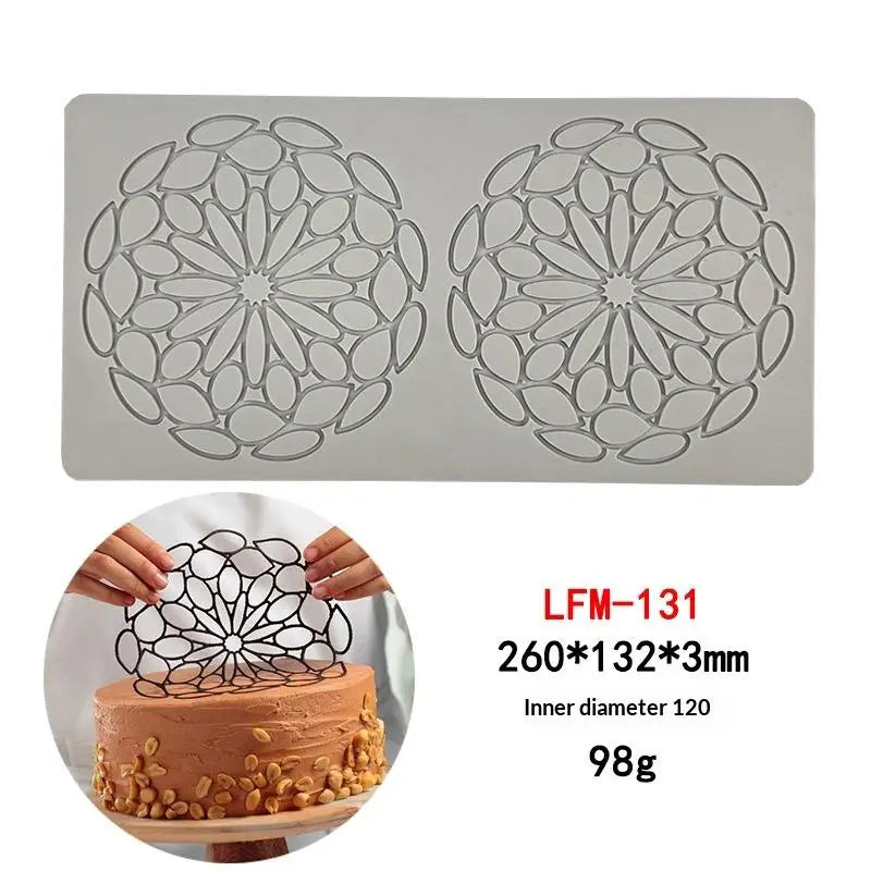 Garland Leaves Design Circle Texture Sugar Craft Silicone Pad Dessert Qme A1