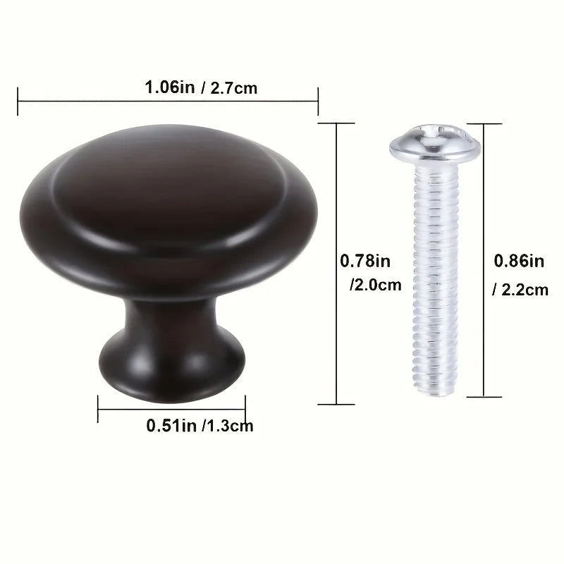 5 Knobs + 5 Screws Round Alloy Handle with Screw ,Suitable for Kitchen, Bathroom And Bedroom Drawers And Doors, Handles Qme
