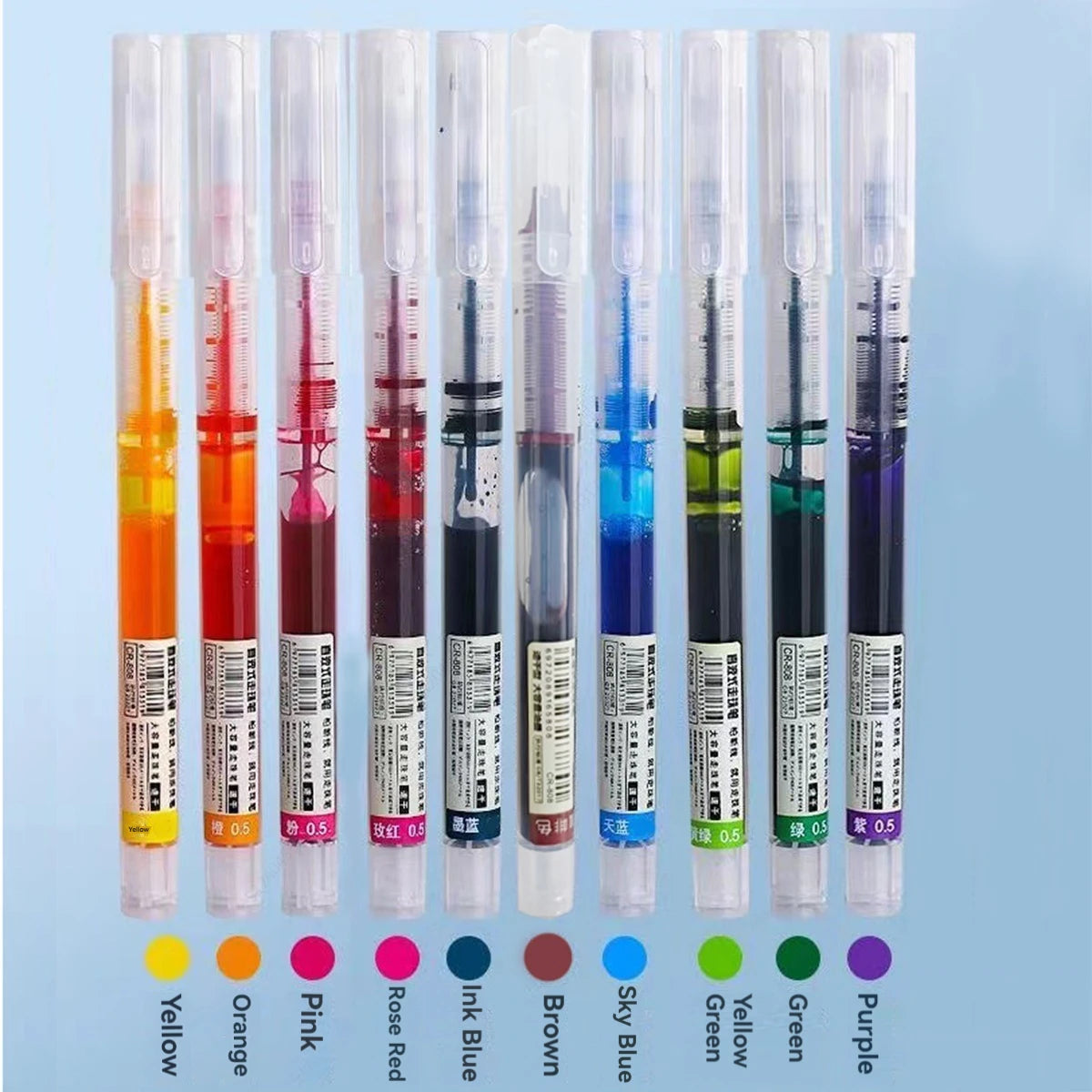 10Pcs/set High Quality Gel Pens Straight Liquid Ballpoint Pen Colors Kawaii Stationery School Office Supplies Writing Qme 10 colors