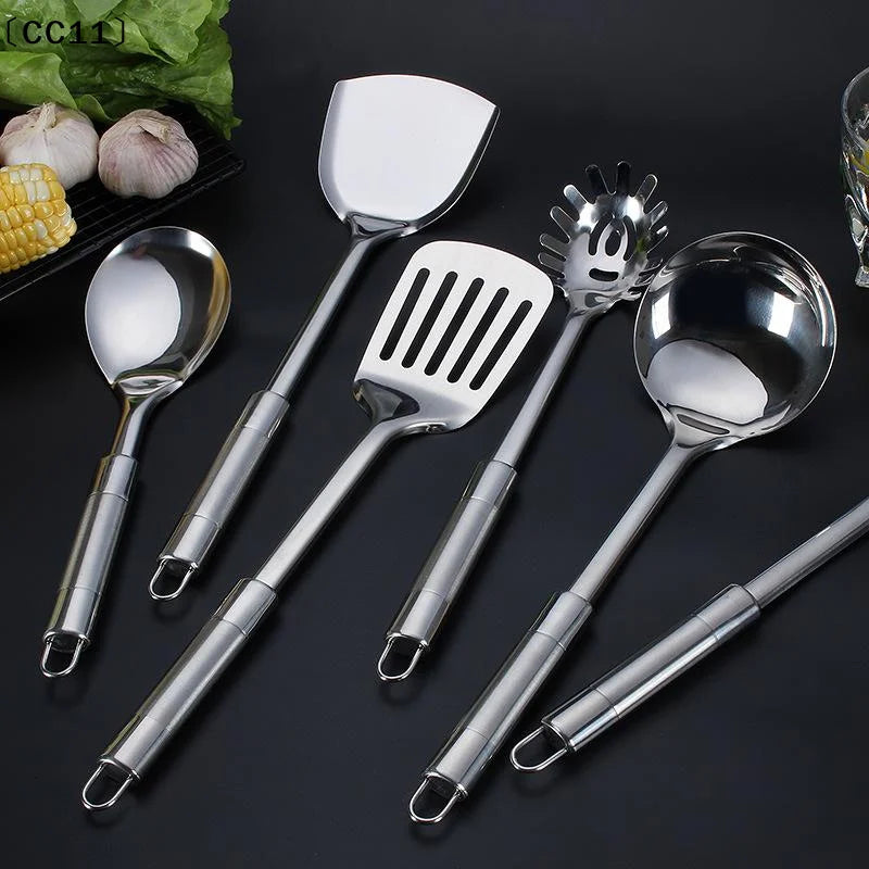Stainless Steel Turner Long Handle Slotted Shovel Non-stick Steak Qme