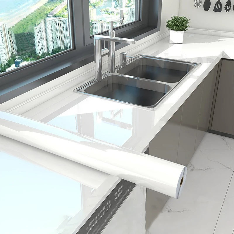 55CM Kitchen Stickers Home Decoration Waterproof and Moisture-proof Self-adhesive Stove Countertop Oil Fume Marble Wall Stickers Qme zhuguangbai 55cmX3m